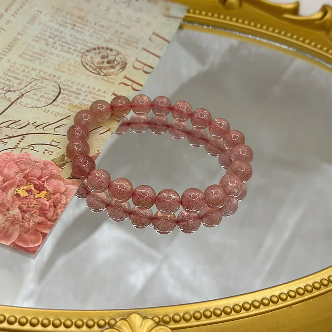 $3/ PC 8mm Strawberry Quartz Bracelets for Lover and Good Love